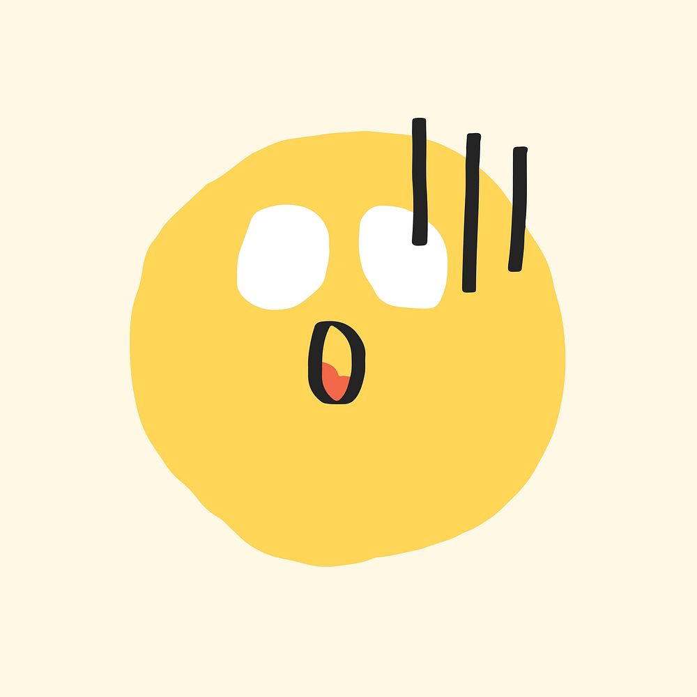 Astonished face sticker vector cute doodle icon
