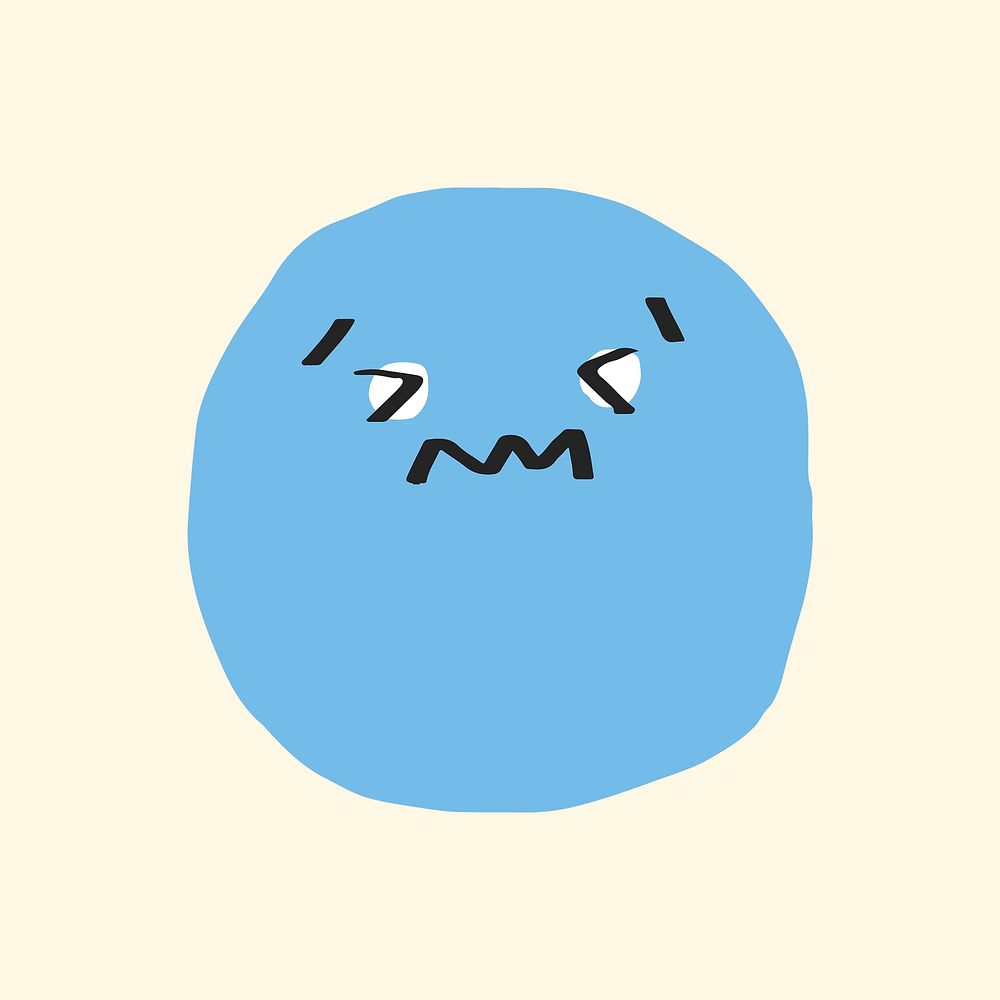 Woozy face sticker psd cute doodle emoticon