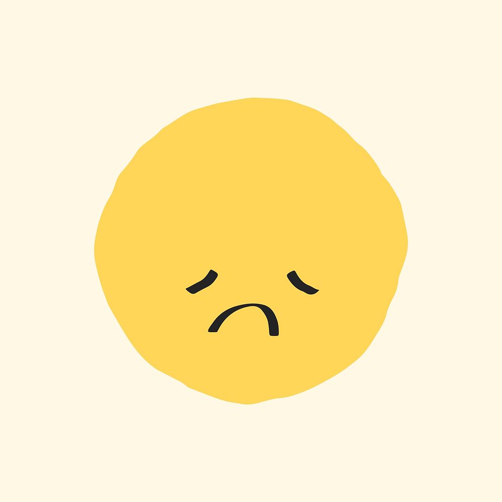 Disappointed face sticker psd cute doodle emoticon