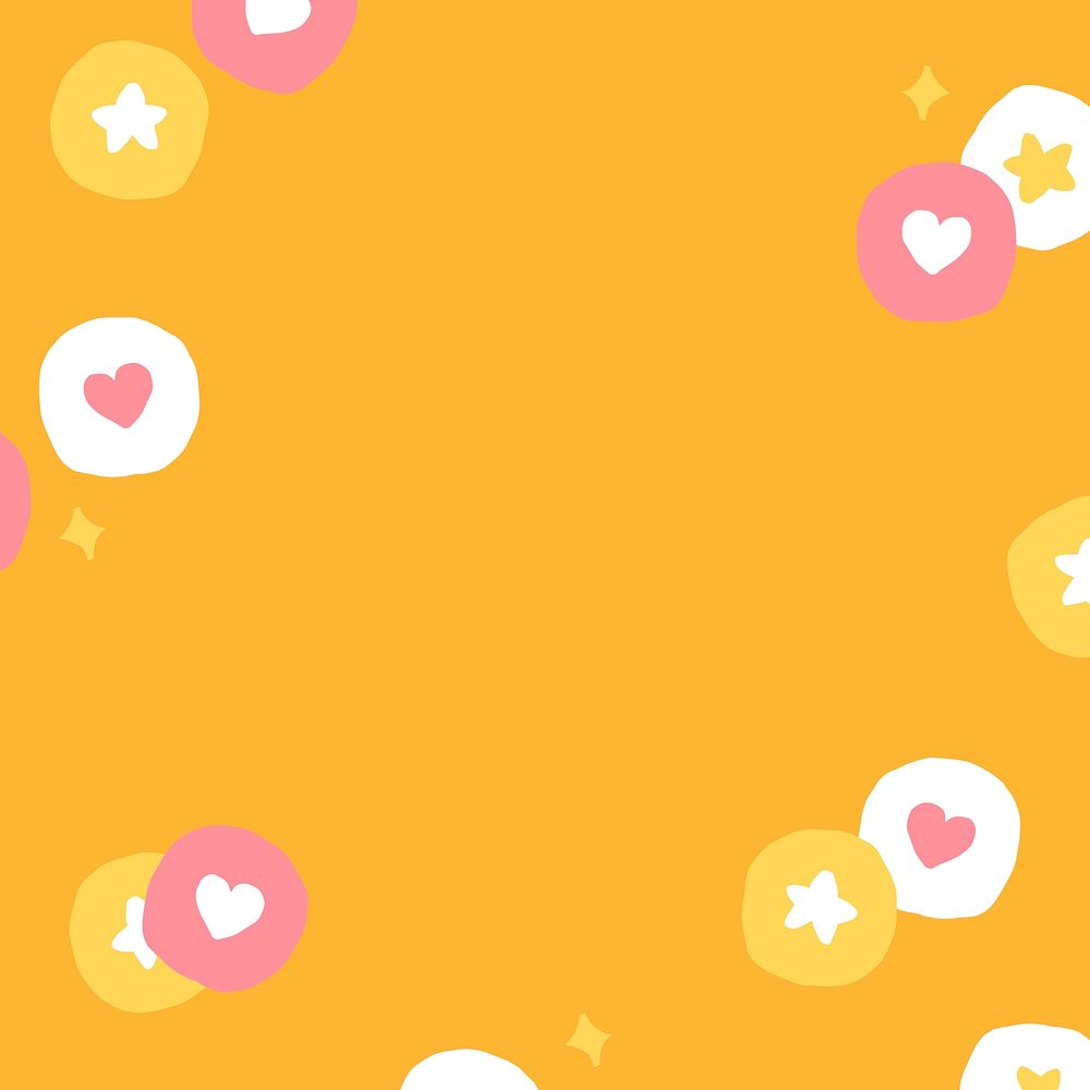 Background with cute social media icons on orange