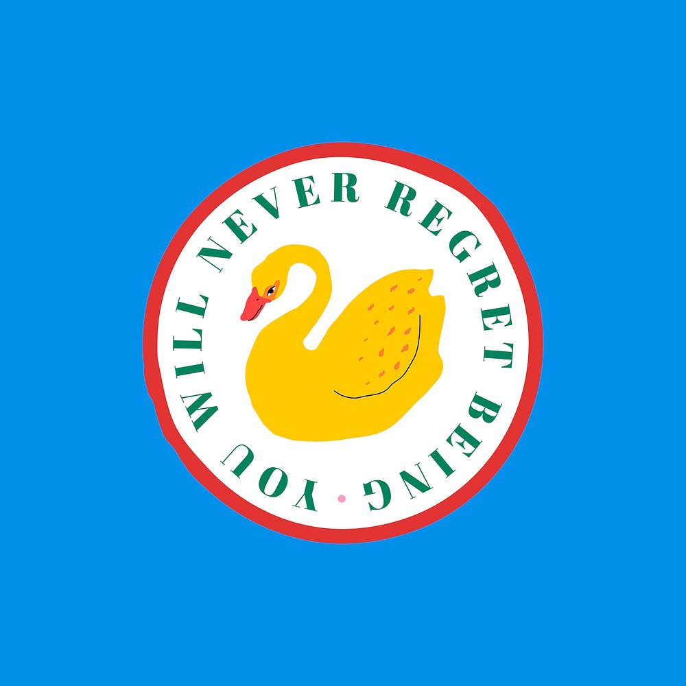Round swan badge psd on blue background