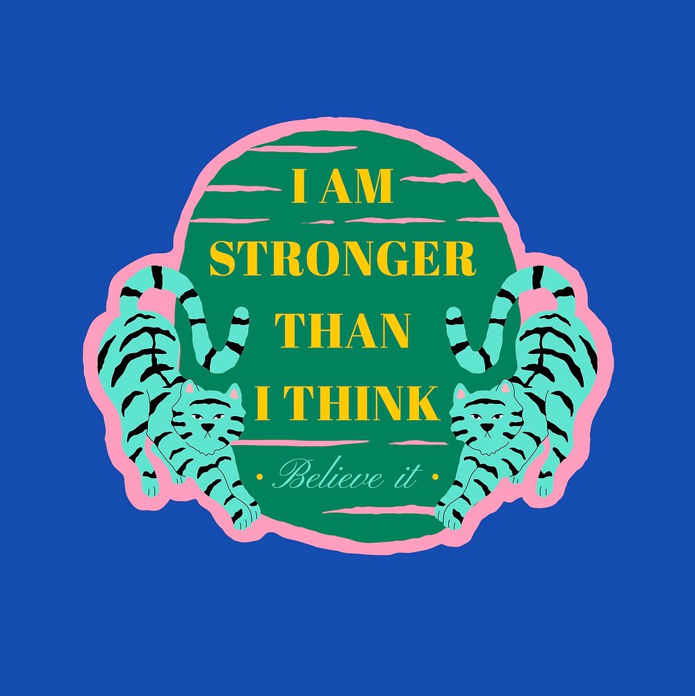 Strong twin tiger badge psd with motivational quote