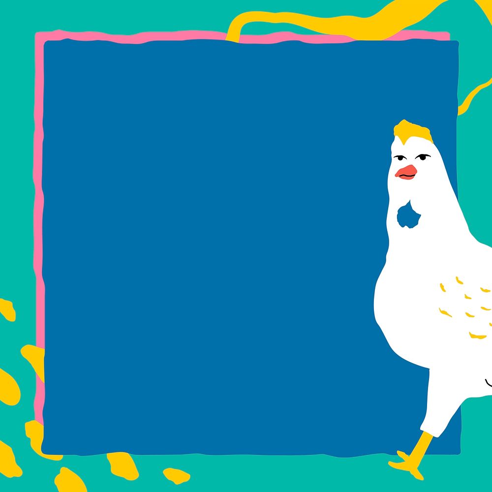 Chicken frame in cute animal illustration