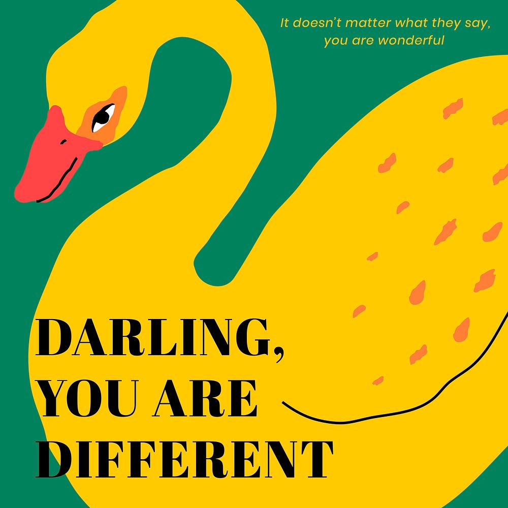 Yellow swan with positive quote