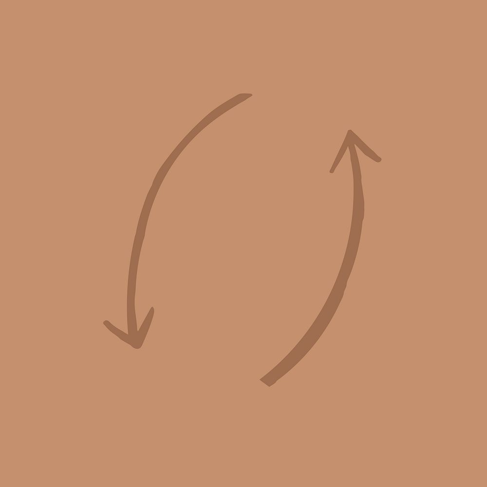 Brown doodle reverse arrow vector