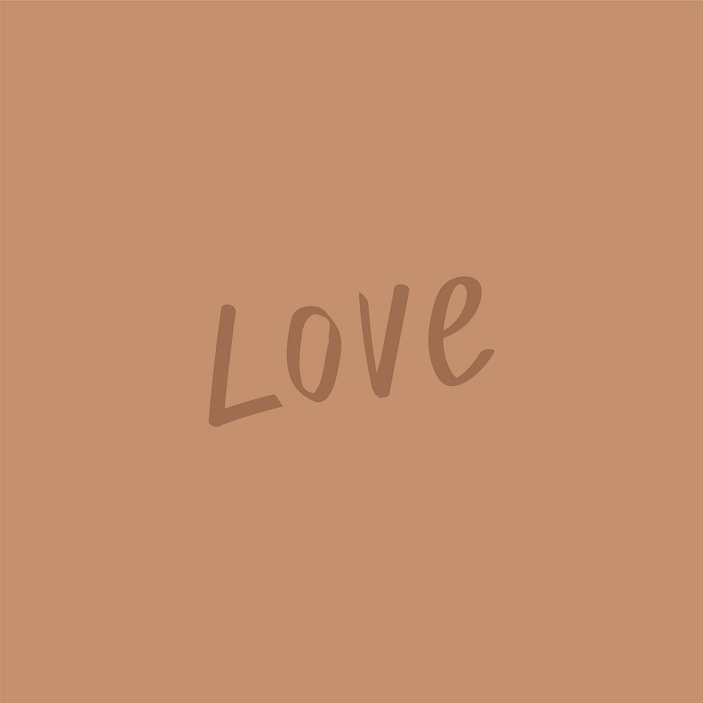 Doodle love text vector in brown font