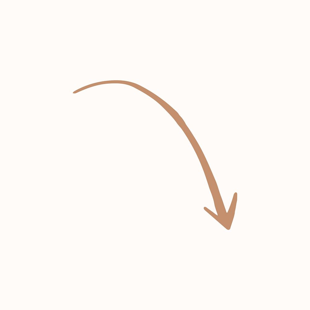 Doodle arrow curved down illustration