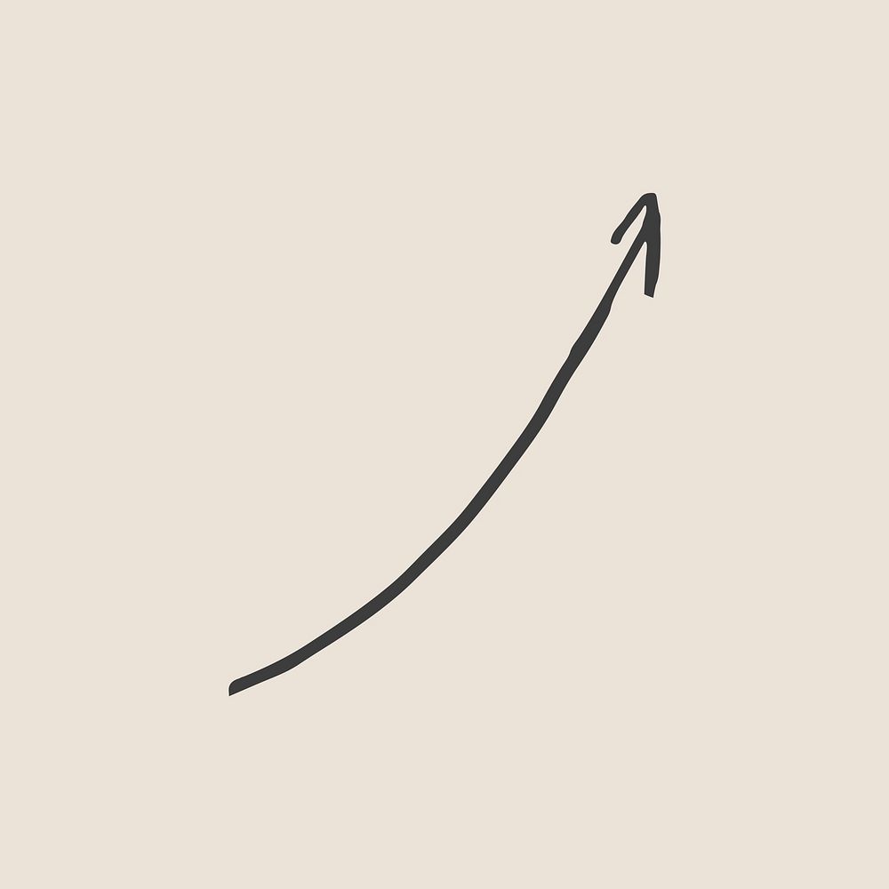 Doodle curved up arrow vector