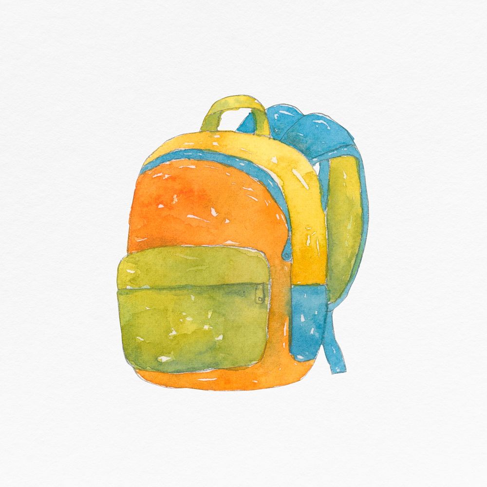 Backpack watercolor education graphic