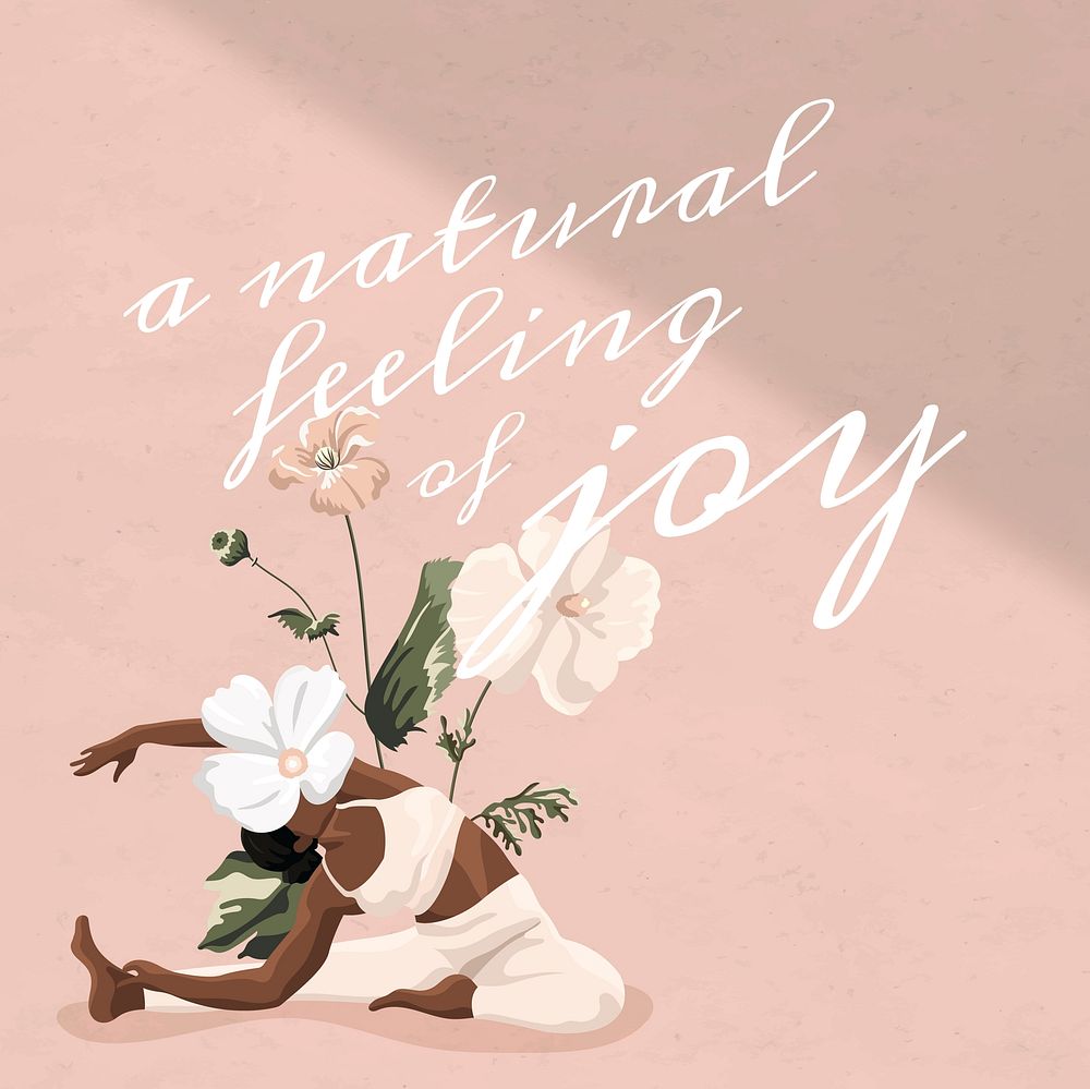 Healthy living quote with a natural feeling of joy text 