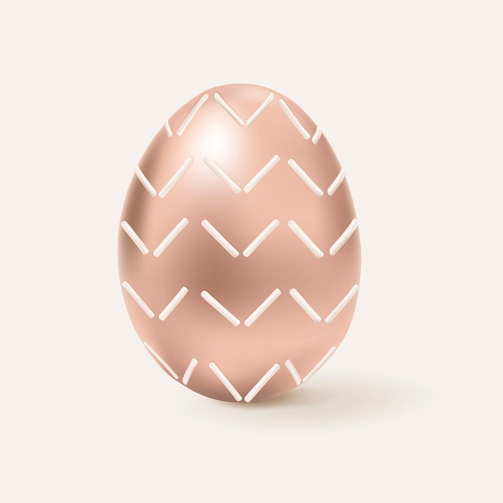 3D easter egg rose gold with zig zag pattern