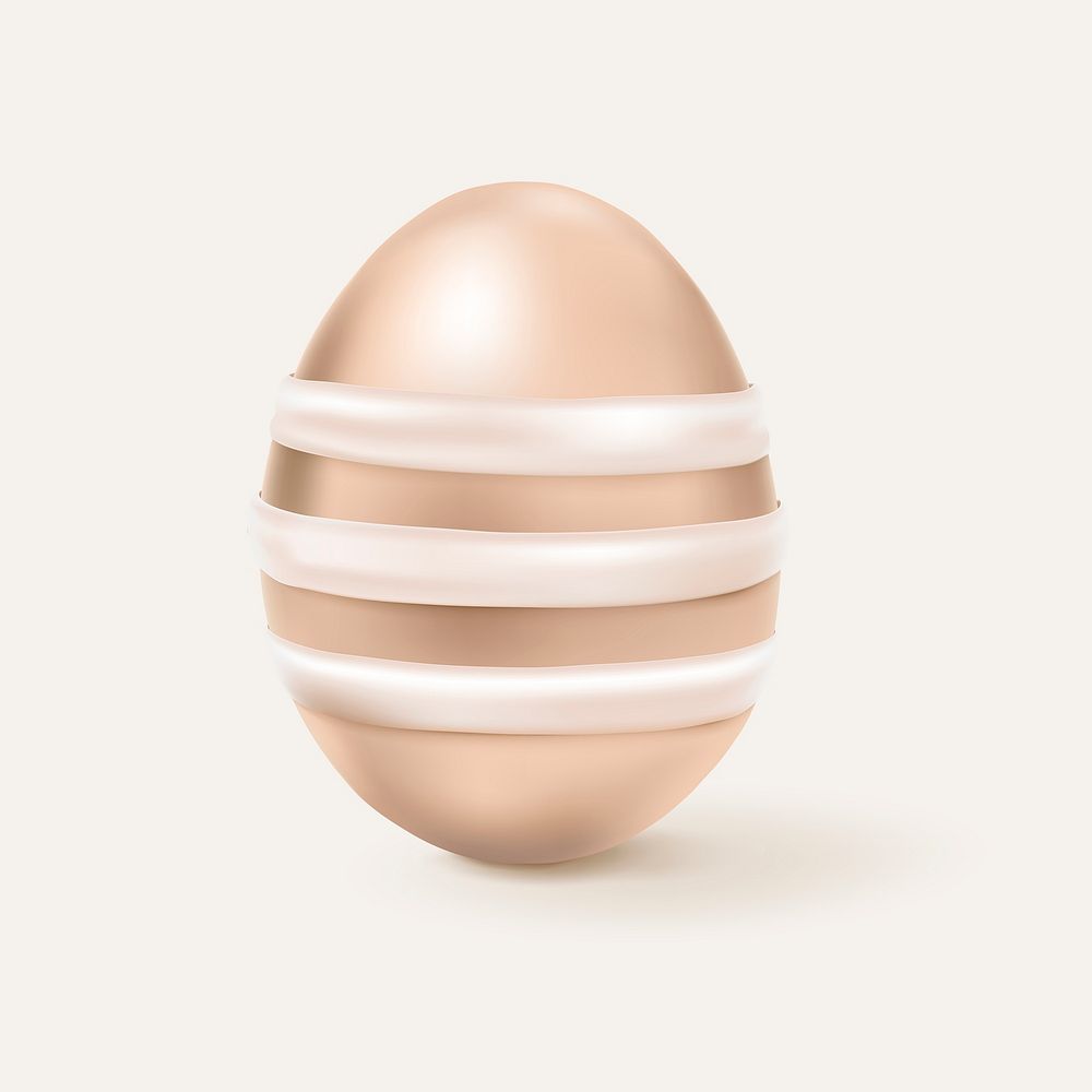 3D easter egg psd rose gold with striped pattern