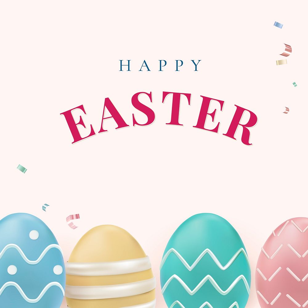 Happy Easter colorful eggs festival celebration greeting social media post