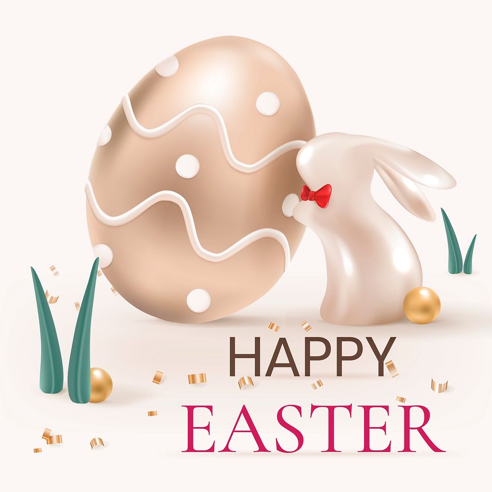 Happy Easter with eggs celebration greeting rose gold luxury social media post