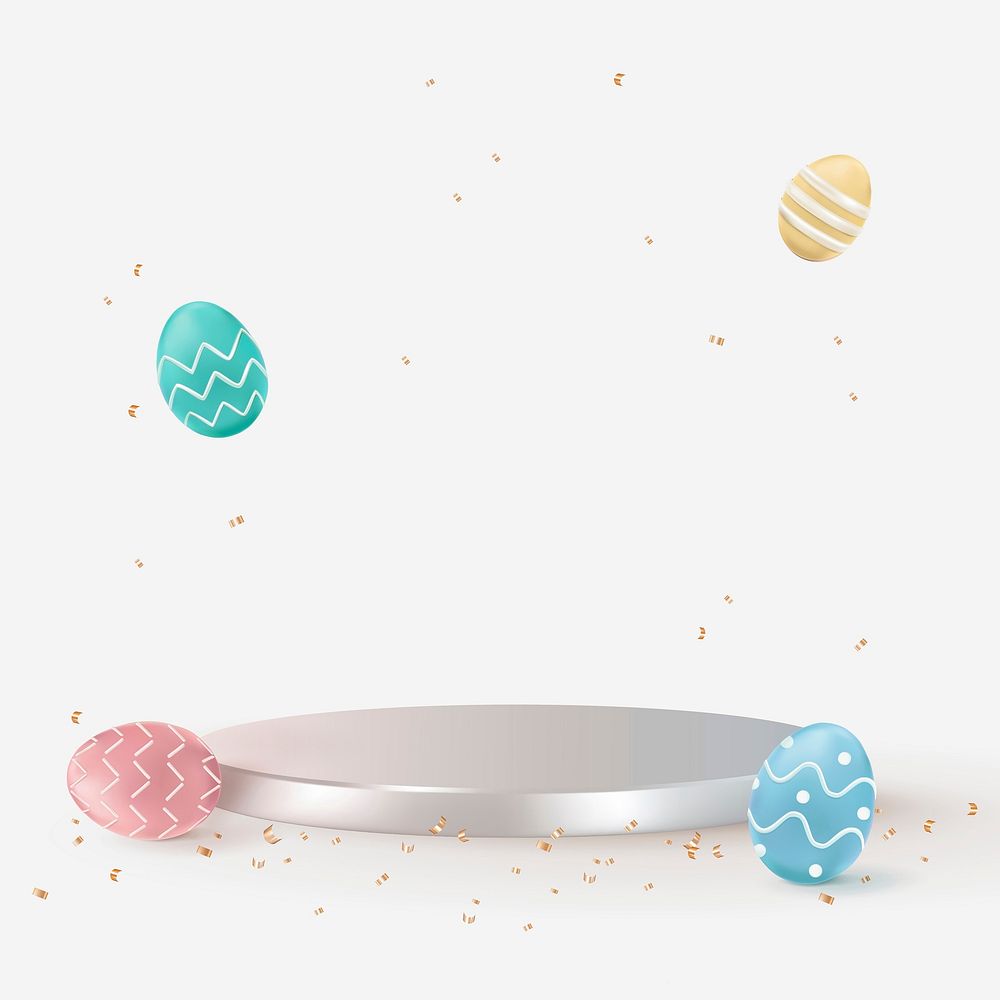 Easter product 3D backdrop vector with painted eggs