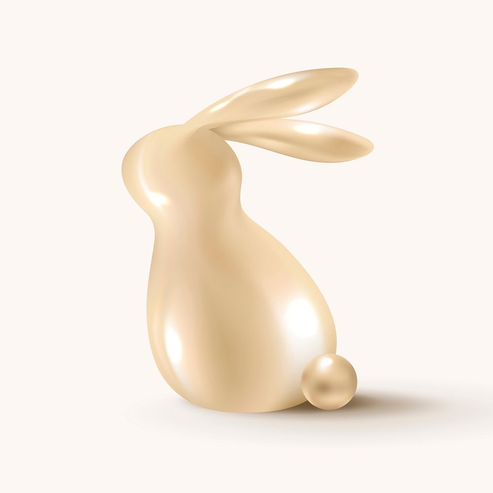 3D Easter bunny vector in luxury gold holidays celebration theme