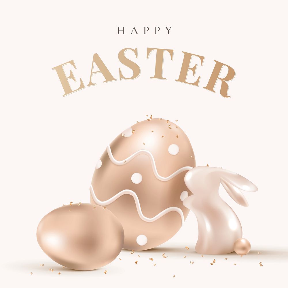 Happy Easter with eggs and greetings holidays celebration social media post