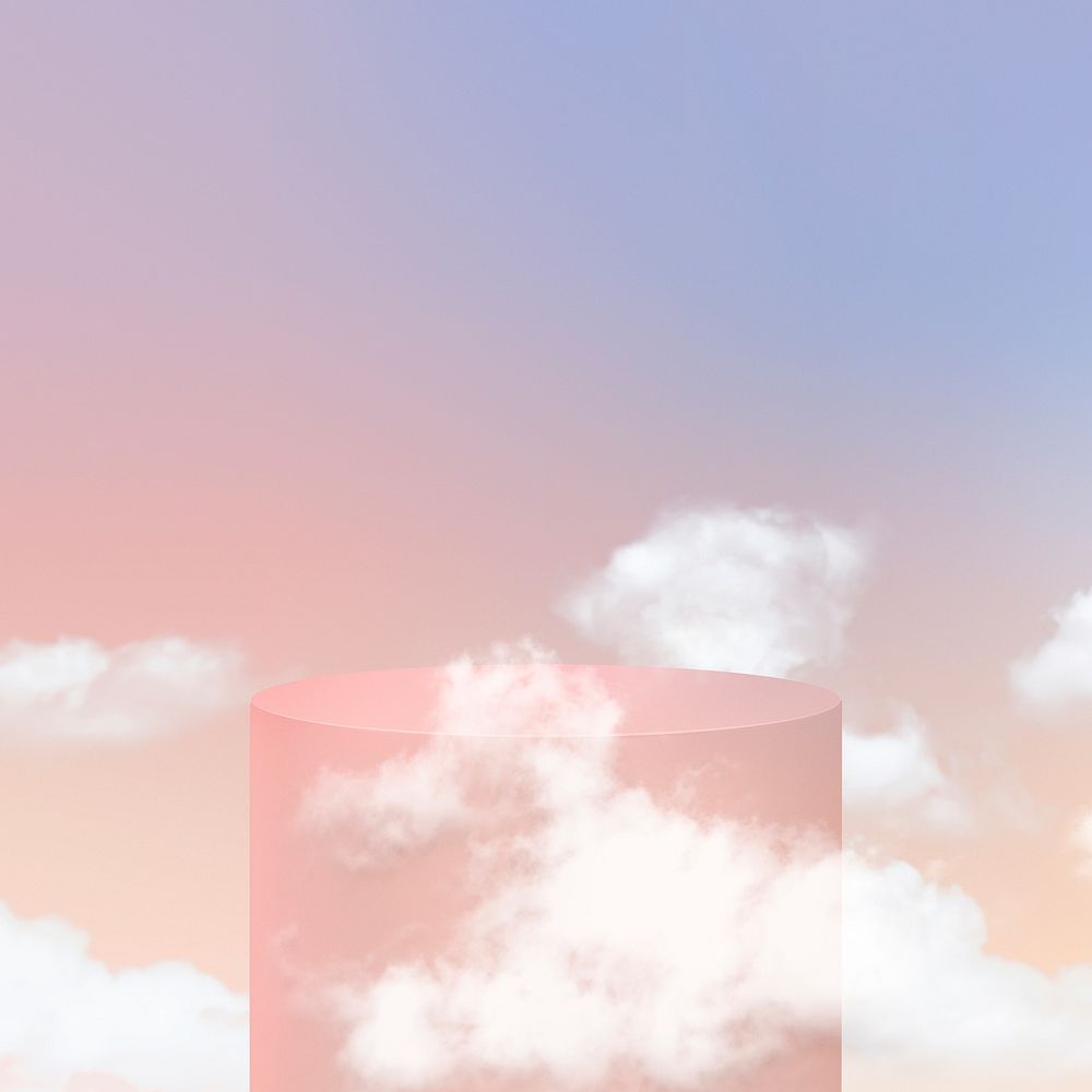 3D product display podium with clouds