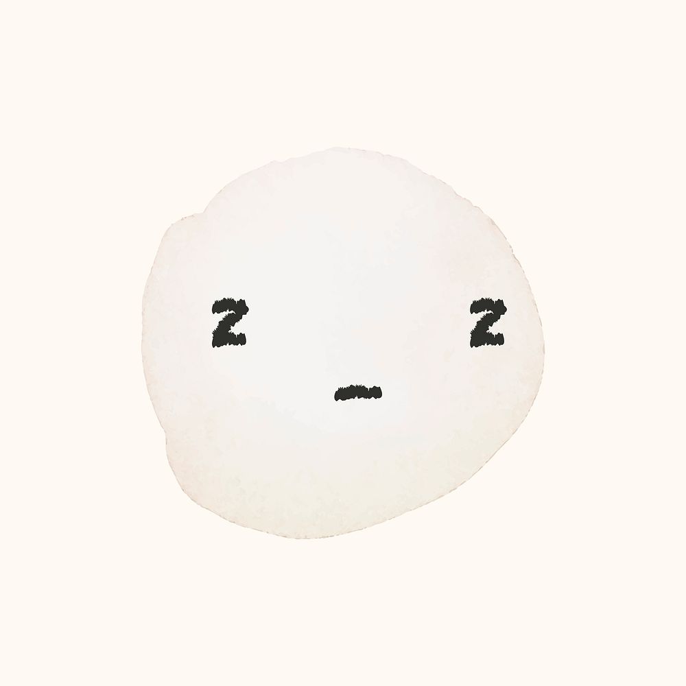 Watercolor emoticon design element psd with cute sleeping face