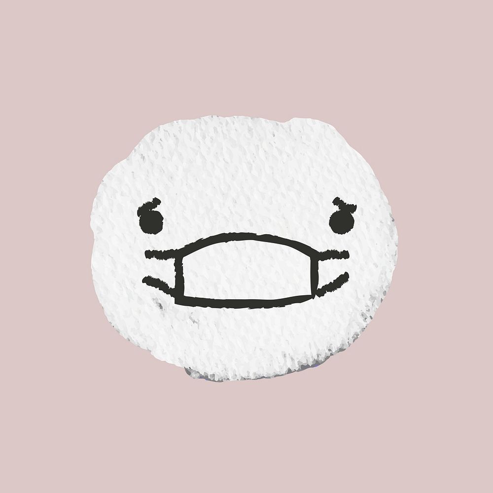 Emoticon doodle psd with mask on canvas texture