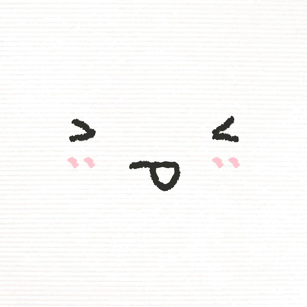 Cute emoticon with tongue sticking out face in doodle style