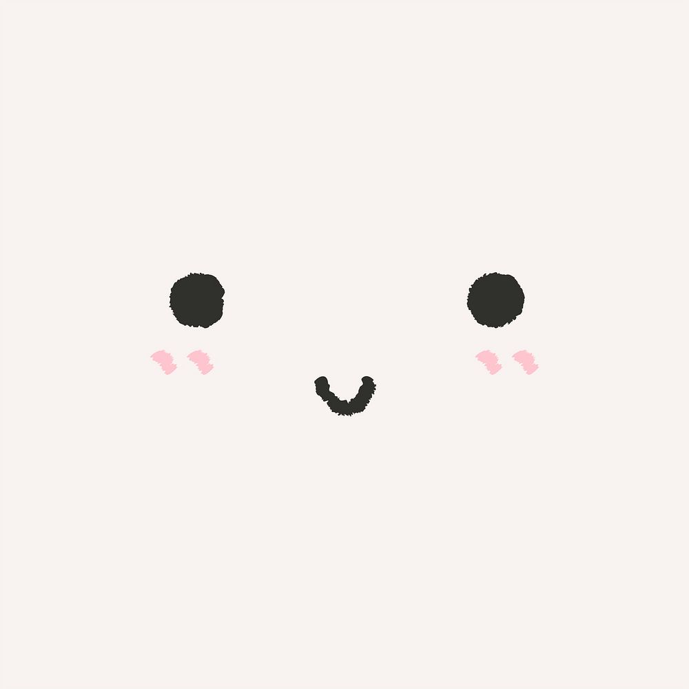 Cute emoticon with smiling face in doodle style