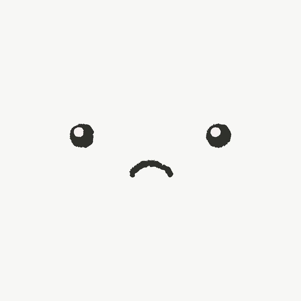 Cute emoticon with sad face in doodle style