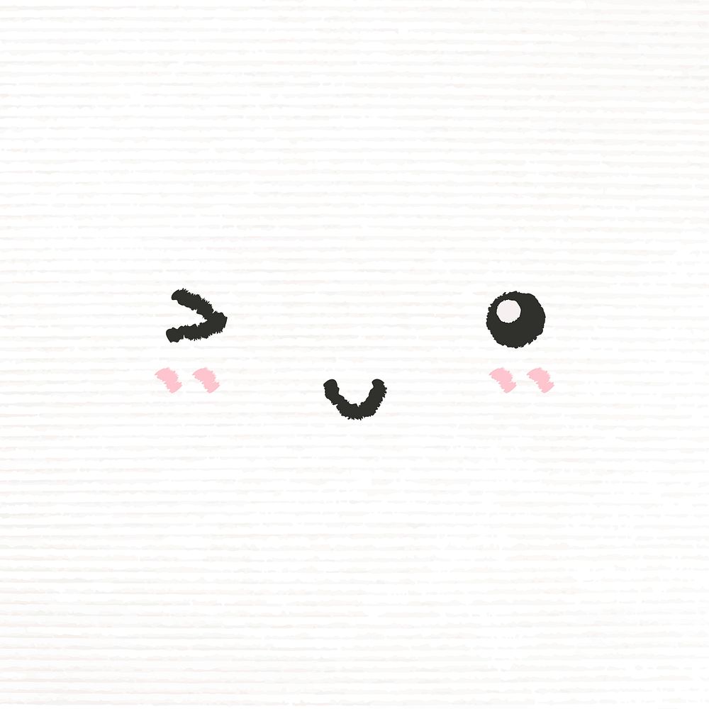 Cute emoticon with winking face in doodle style