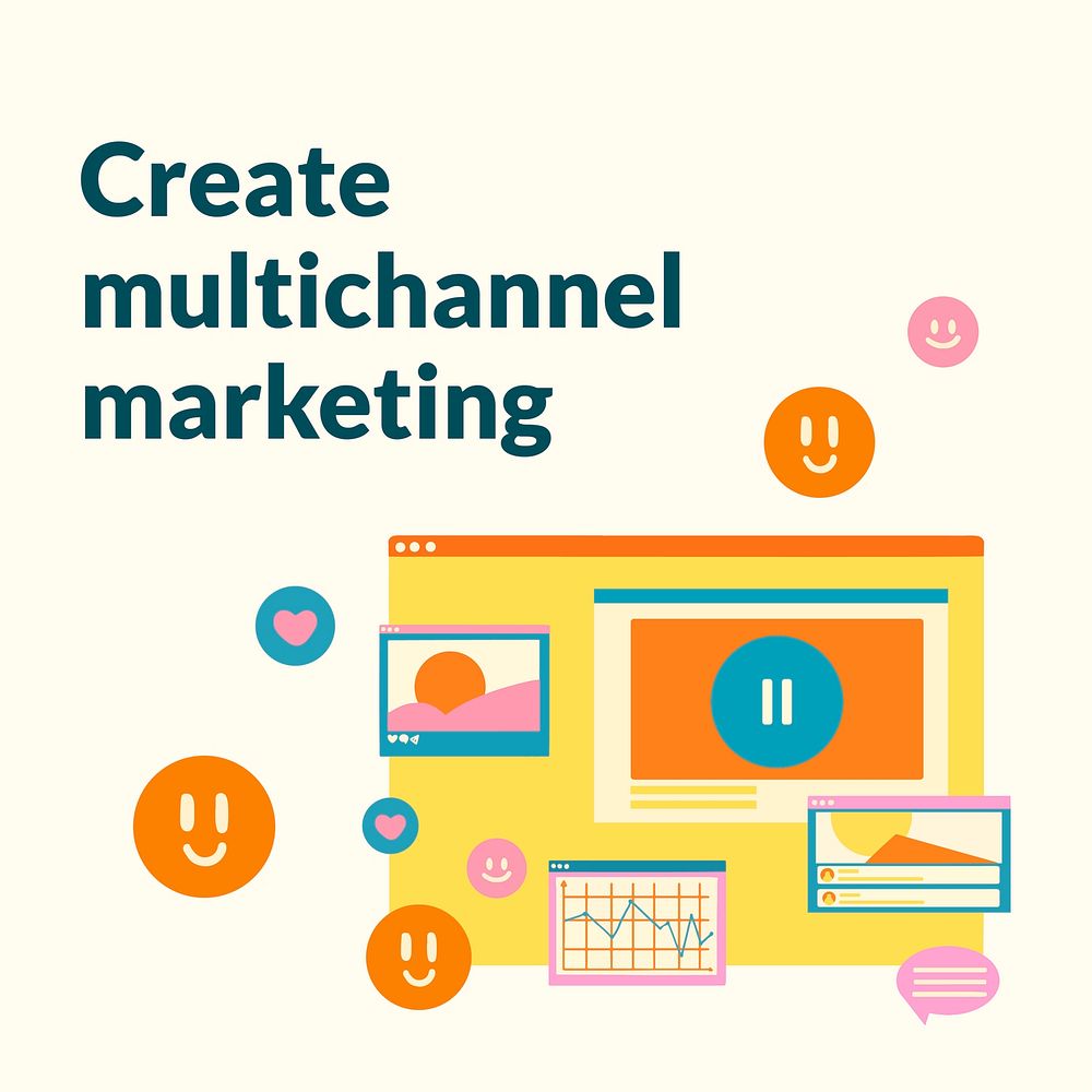Multi-channel marketing flat illustration