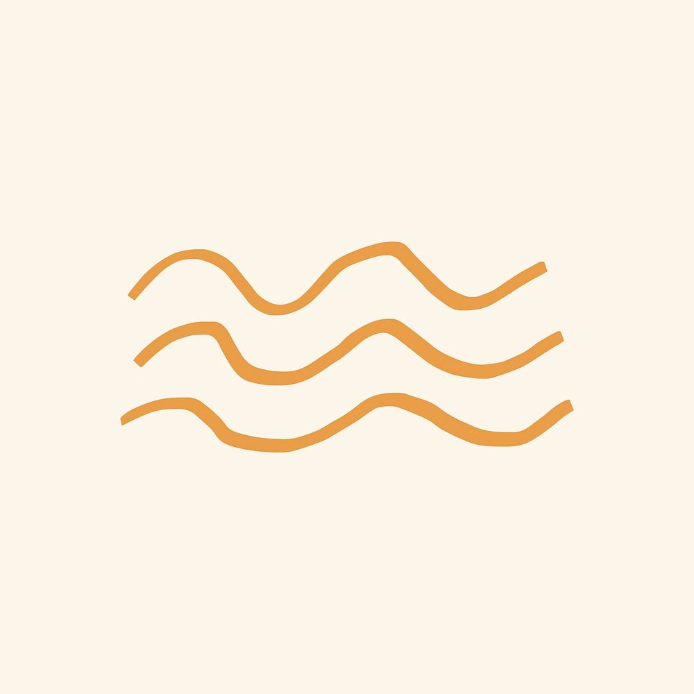 Summer ocean waves vector sticker cute doodle in orange