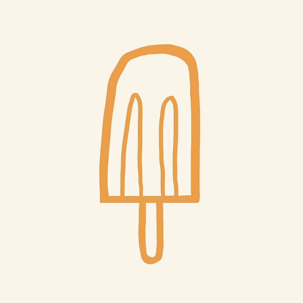 Ice-cream psd sticker cute doodle in summer vacation concept