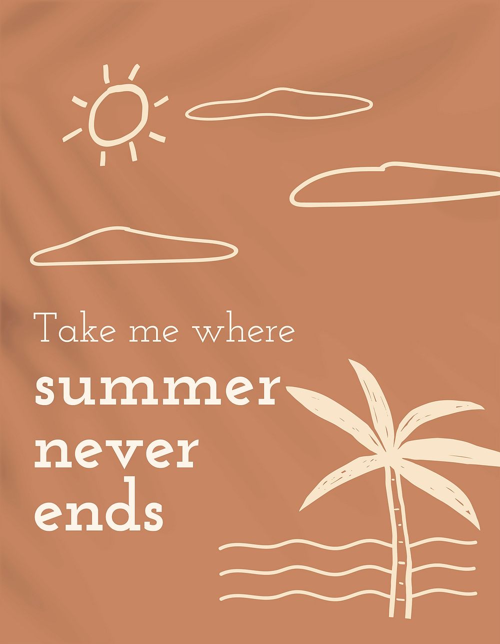 Summer vacation quote with doodle summer never ends cute flyer