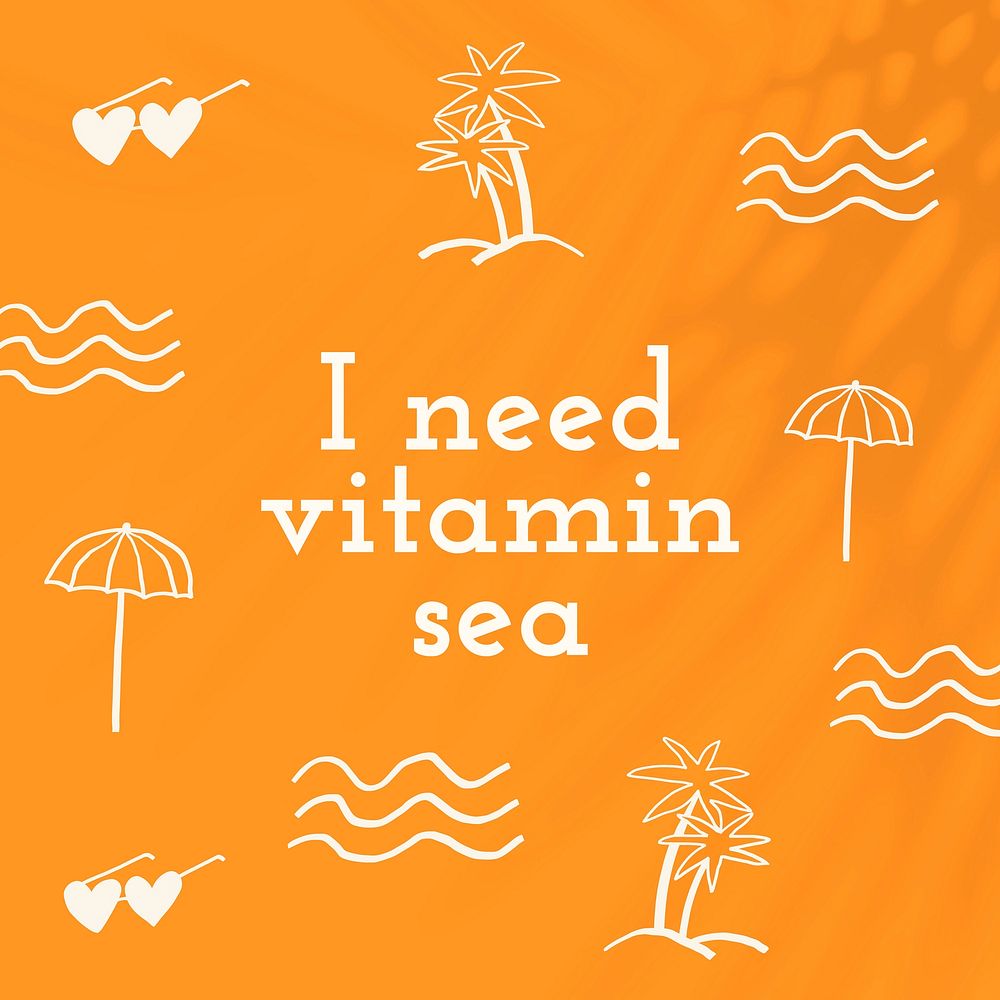 I need vitamin sea quote in summer theme doodle social media post