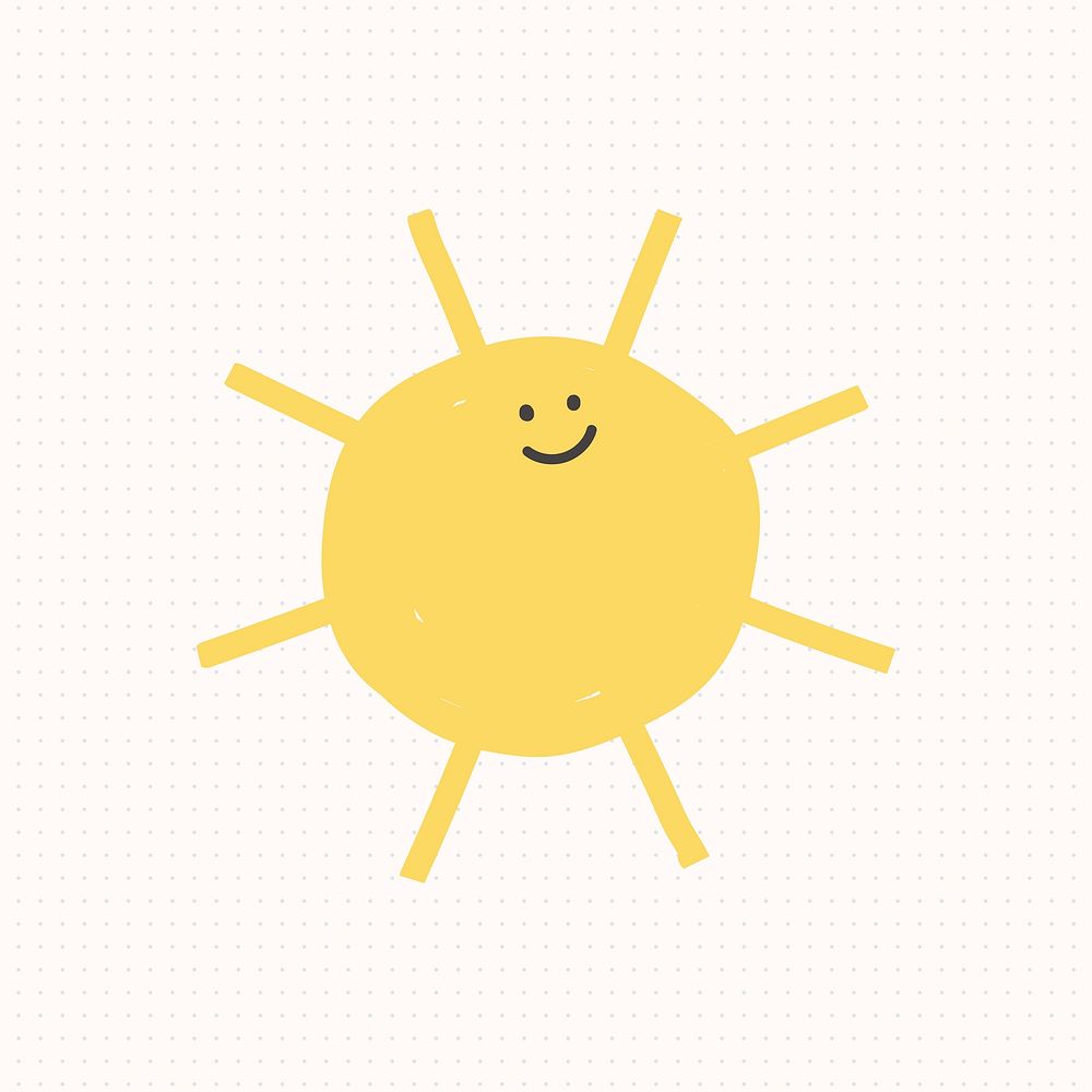 Happy sun weather sticker psd cute doodle for kids