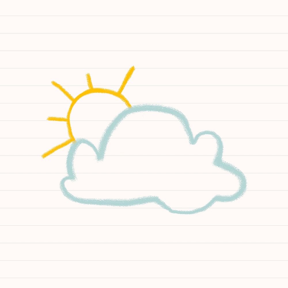 Sunny cloud weather sticker psd cute doodle for kids