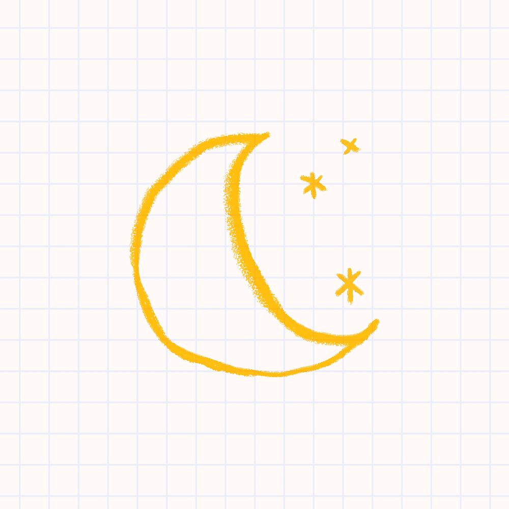 Cute moon diary sticker vector with little stars for kids