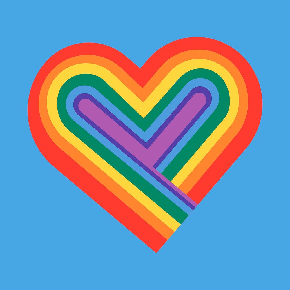 Rainbow heart icon for LGBTQ pride month