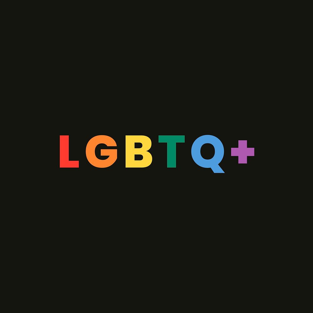 Rainbow with LGBTQ+ text vector for pride month