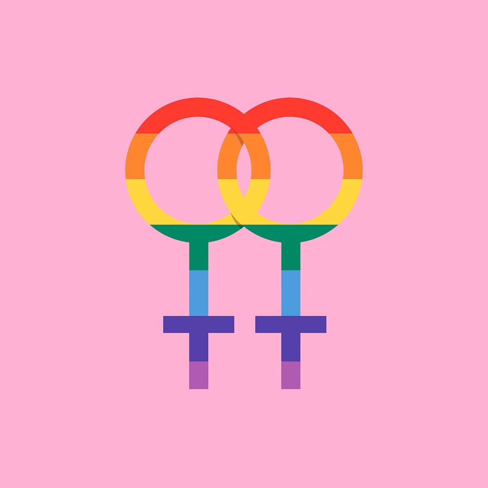 Lesbian symbol psd icon sticker flat design