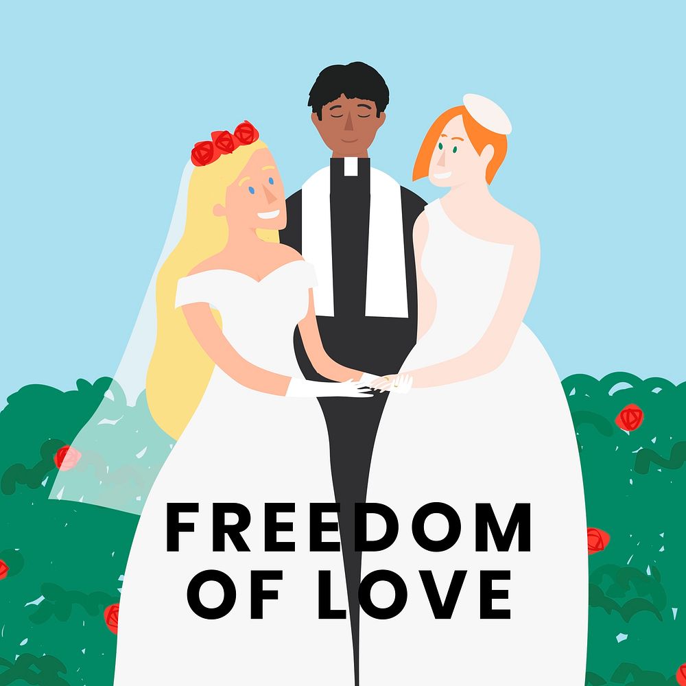 Same sex marriage with freedom of love text
