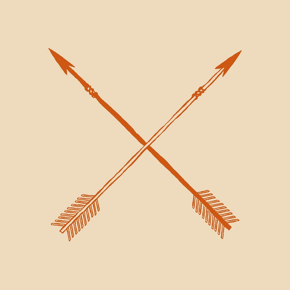 Crossed arrow logo hand drawn in vintage wild west theme