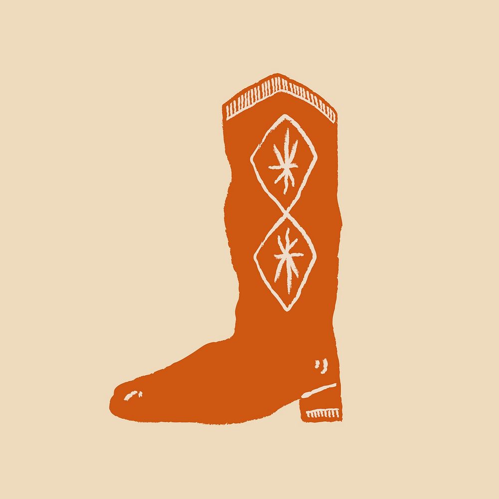 Rodeo boots psd logo hand drawn vintage theme