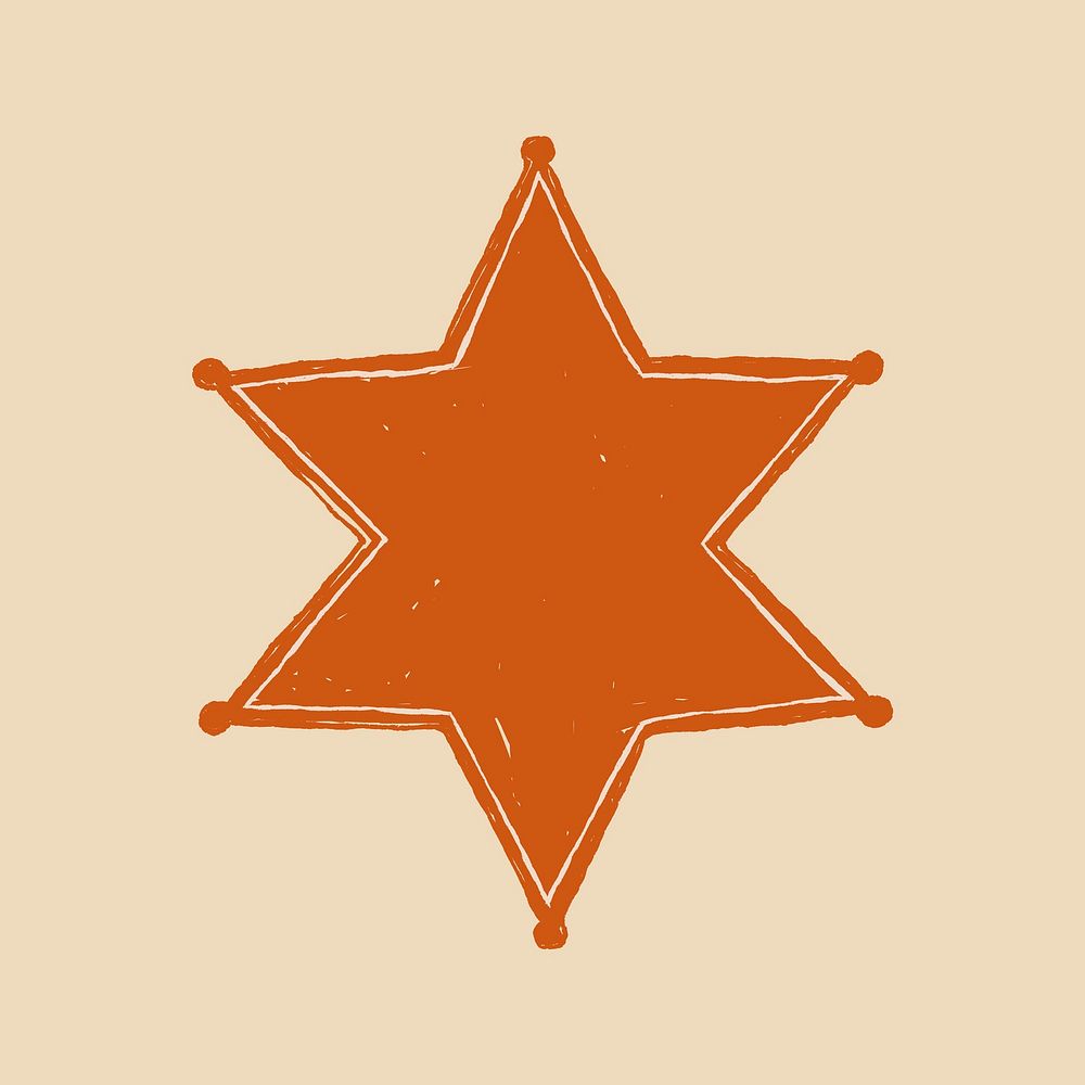 Sheriff badge logo hand drawn in vintage wild west theme