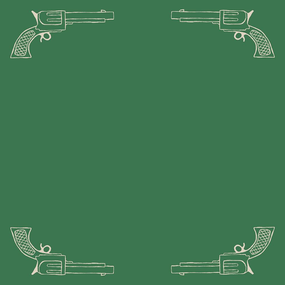 Vintage cowboy gun frame psd on green background