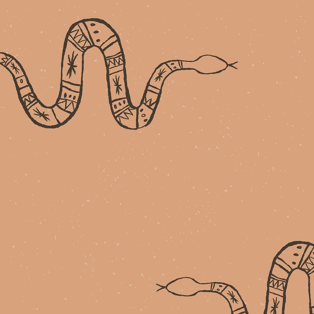 Wild west snake background vector hand drawn in muted brown