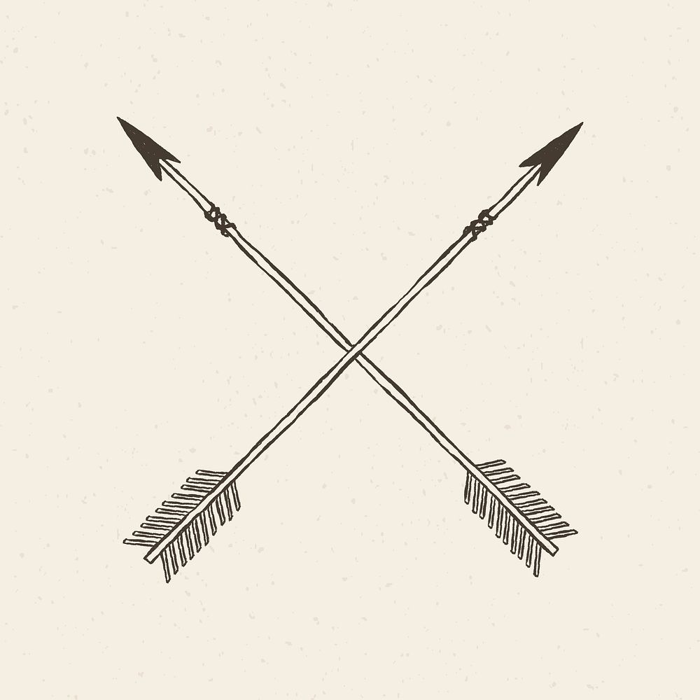 Crossed arrow logo vector on beige background