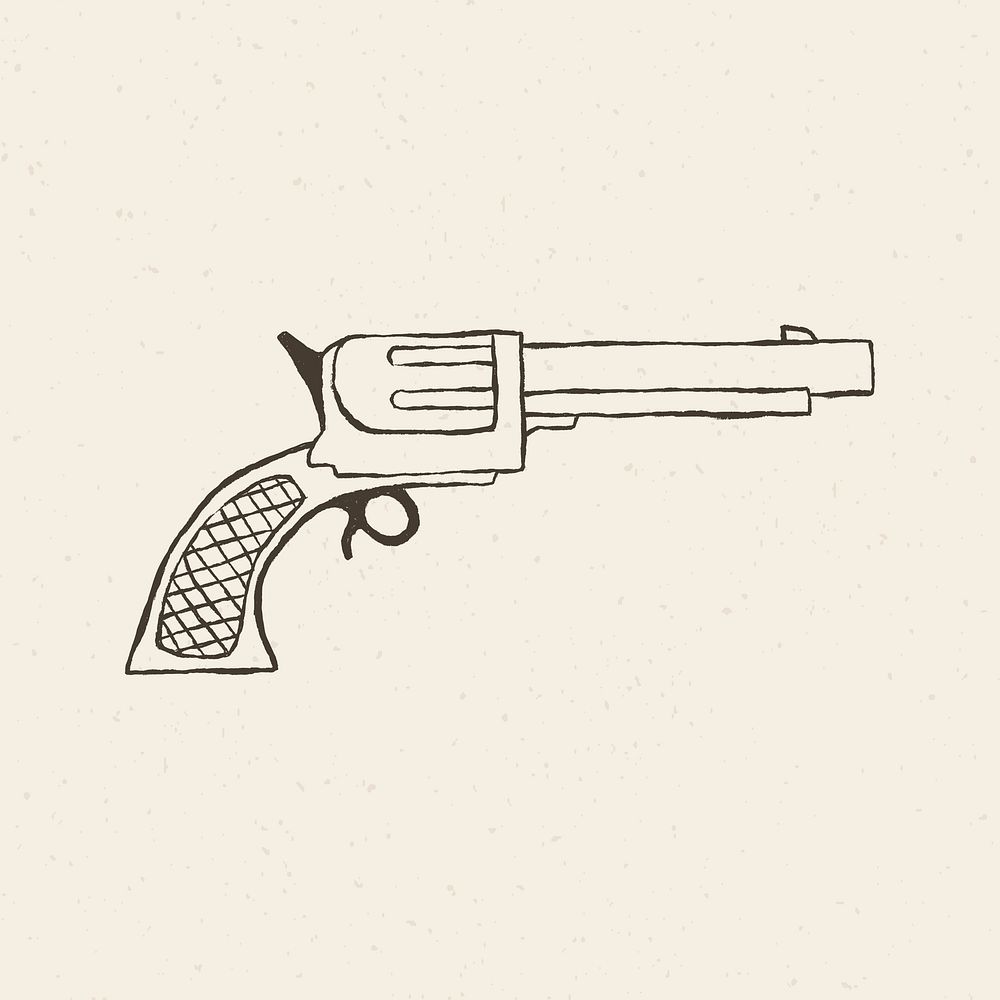Cowboy gun psd logo hand drawn vintage theme