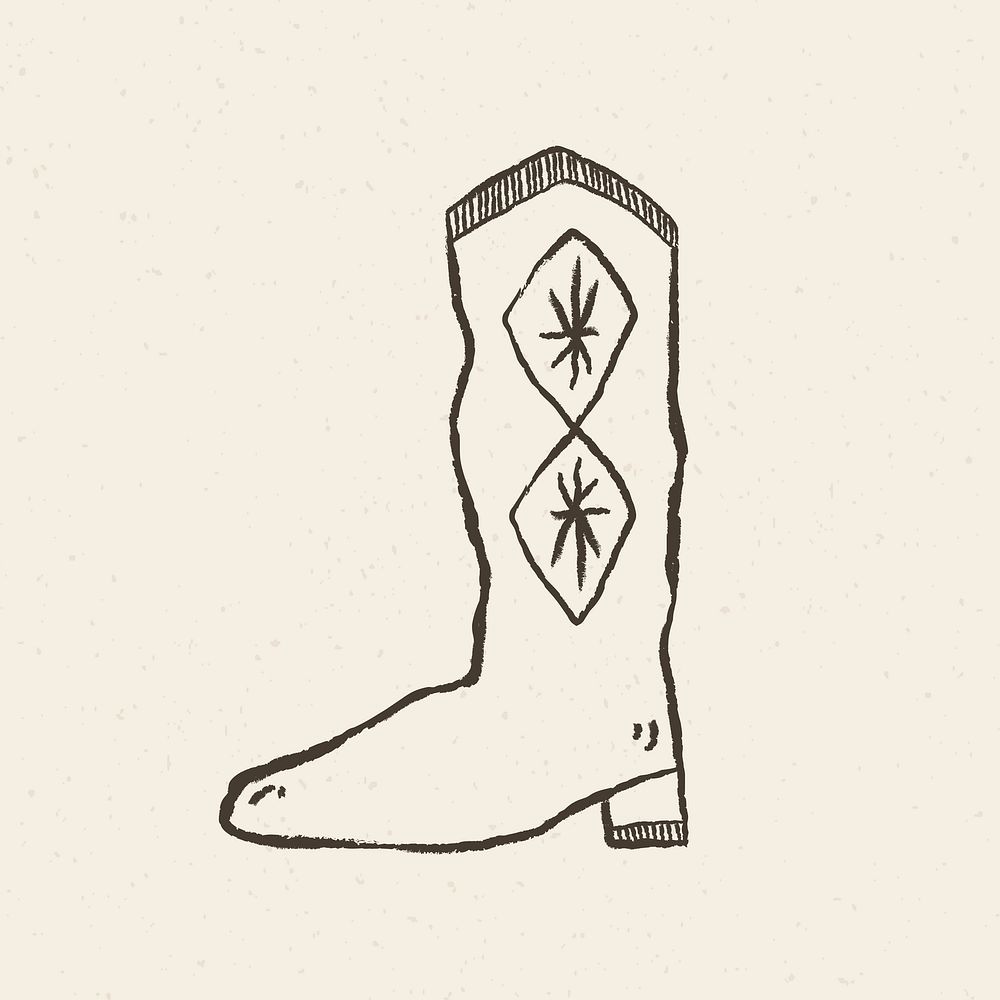 Rodeo boots logo hand drawn in vintage wild west theme