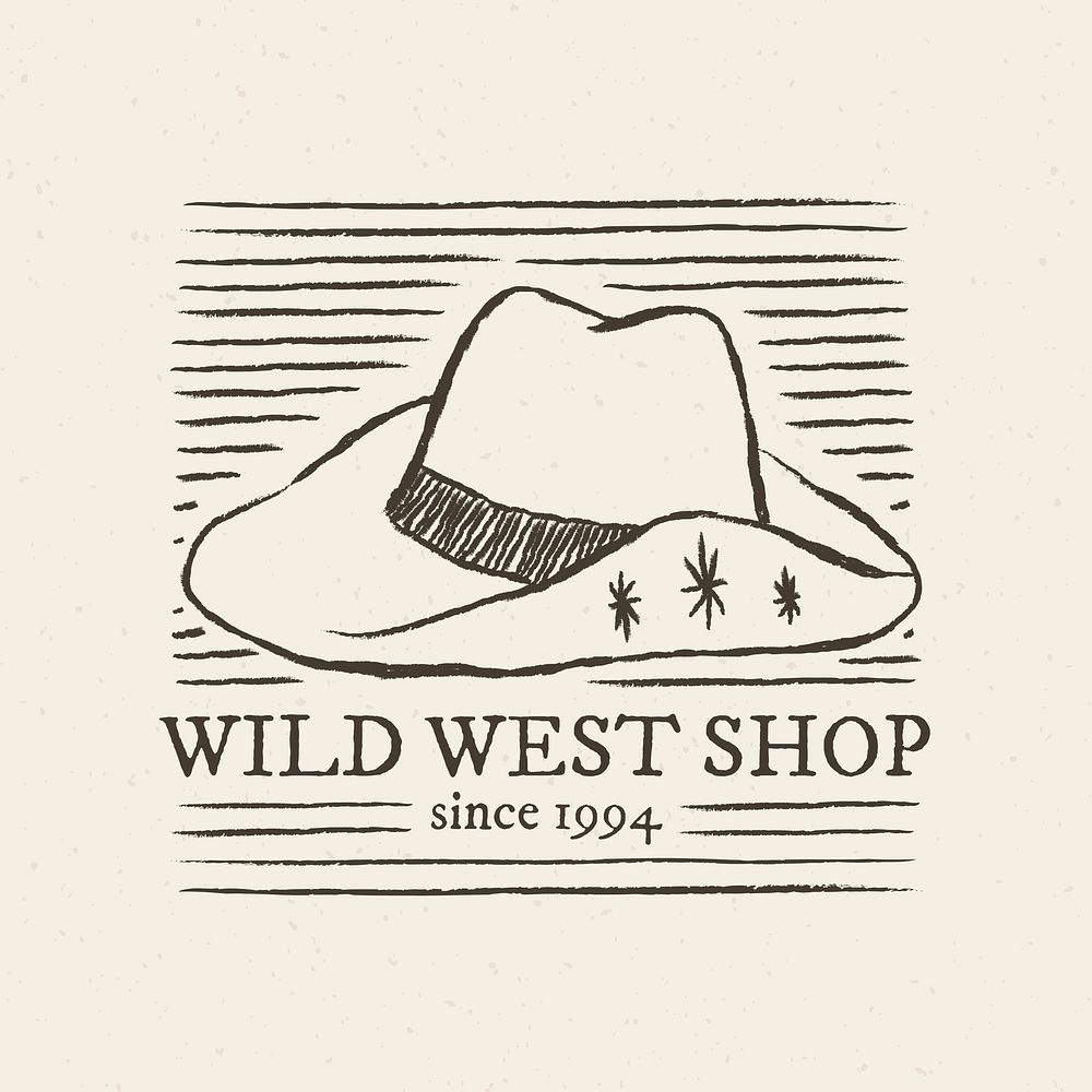 Wild west shop logo vector on beige background