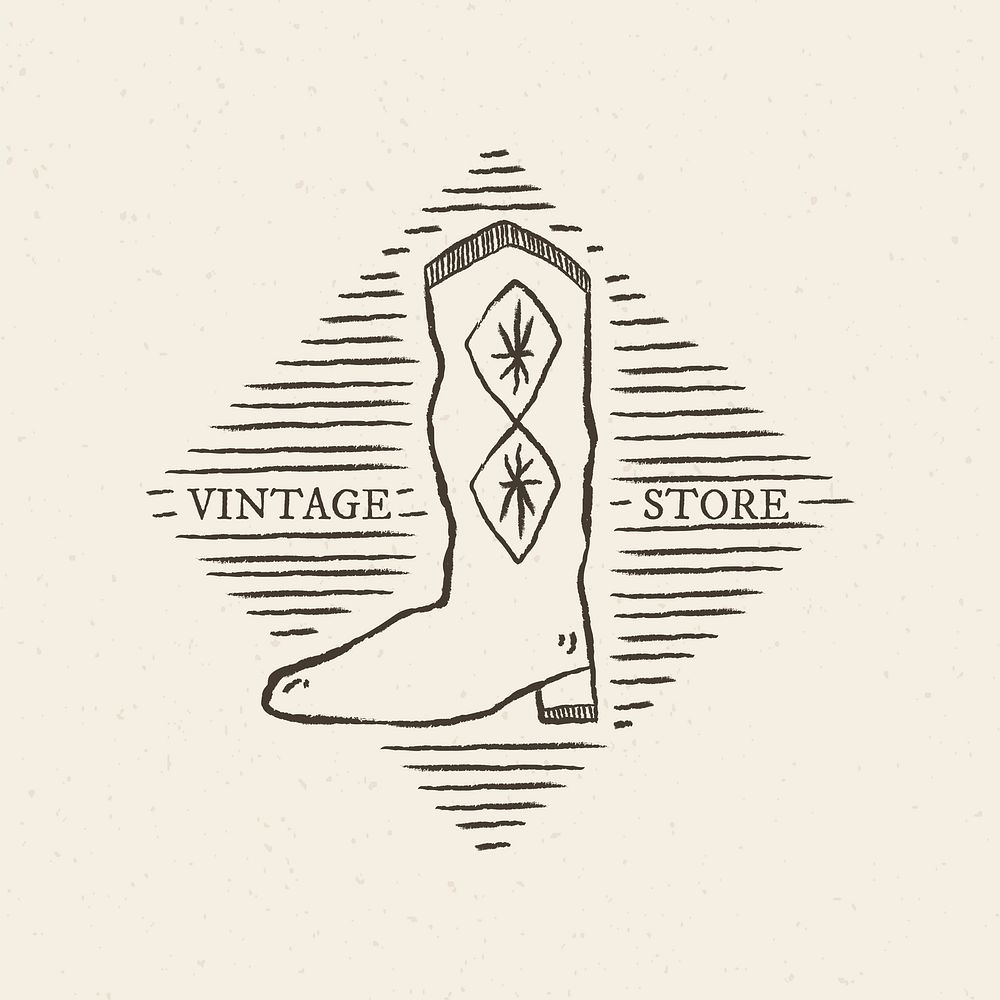 Cowboy boots logo illustration in rodeo theme